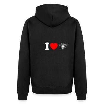 I Love Bee Beekeeper Shirt - Unisex Premium Organic Zip Hoodie - black - Back - Nico (187cm)