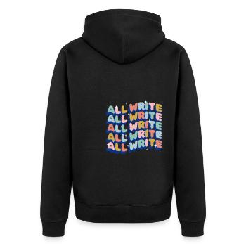 All Write Shirt Journalist Geschenk - Unisex Premium Bio Zip Hoodie - Schwarz - Hinten - Nico (187cm)