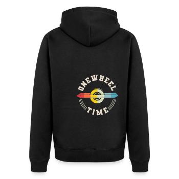 Onewheel Time Shirt Vintage Retro Gift - Unisex Premium Organic Zip Hoodie - black - Back - Nico (187cm)