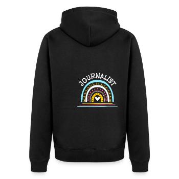 Vintage Retro Journalist Shirt Geschenk - Unisex Premium Bio Zip Hoodie - Schwarz - Hinten - Nico (187cm)