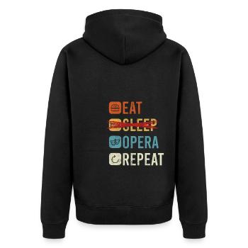 Eat Sleep Opera Repeat Shirt Geschenk - Unisex Premium Bio Zip Hoodie - Schwarz - Hinten - Nico (187cm)