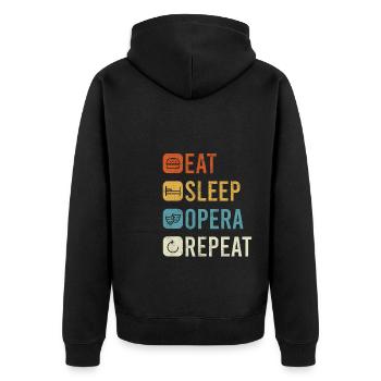 Eat Sleep Opera Repeat Shirt Geschenk - Unisex Premium Bio Zip Hoodie - Schwarz - Hinten - Nico (187cm)