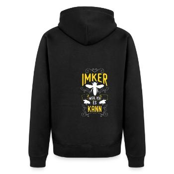 Imker Weil Ich Es Kann Shirt Geschenk - Unisex Premium Bio Zip Hoodie - Schwarz - Hinten - Nico (187cm)