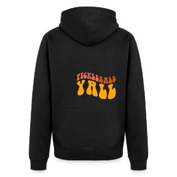 Pickleball Yall Shirt Geschenk - Unisex Premium Bio Zip Hoodie - Schwarz - Hinten - Nico (187cm)
