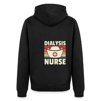 Dialysis Nurse Shirt Vintage Retro - Unisex Premium Organic Zip Hoodie - black - Back - Nico (187cm)