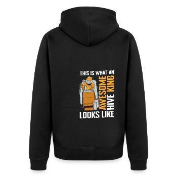 This is what an awesome hive king looks like beekeepers - Unisex Premium Organic Zip Hoodie - black - Back - Nico (187cm)