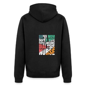 Super Mom Super Wife Super Asweome Dialysis Nurse - Unisex Premium Bio Zip Hoodie - Schwarz - Hinten - Nico (187cm)