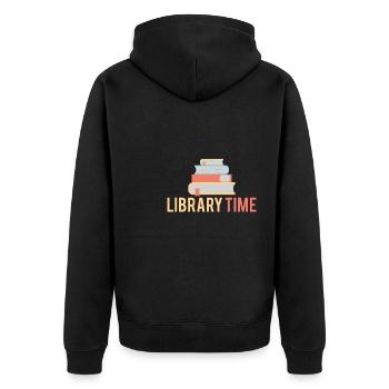 Library Time Shirt Geschenk Bibliothek - Unisex Premium Bio Zip Hoodie - Schwarz - Hinten - Nico (187cm)
