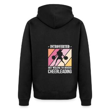 Introverted But Willing to Discuss Cheerleading - Unisex Premium Bio Zip Hoodie - Schwarz - Hinten - Nico (187cm)