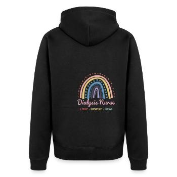 Dialysis Nurse Shirt - Unisex Premium Bio Zip Hoodie - Schwarz - Hinten - Nico (187cm)