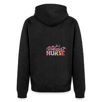 Dialysis Nurse Shirt Gift - Unisex Premium Organic Zip Hoodie - black - Back - Nico (187cm)