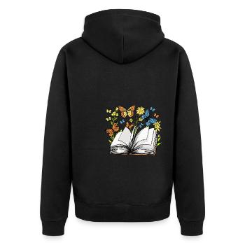 Bücher Shirt Geschenk - Unisex Premium Bio Zip Hoodie - Schwarz - Hinten - Nico (187cm)