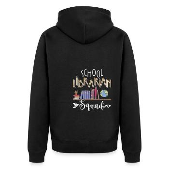 School Librarian Squad Shirt Gift - Unisex Premium Organic Zip Hoodie - black - Back - Nico (187cm)