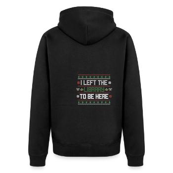 Ugly Christmas Shirt Library Bibliothek Geschenk - Unisex Premium Bio Zip Hoodie - Schwarz - Hinten - Nico (187cm)