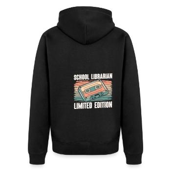 School Librarian Limited Edition Shirt Gift - Unisex Premium Organic Zip Hoodie - black - Back - Nico (187cm)