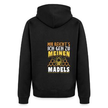 Mir Reichts Ich Geh Zu Meinen Mädels - Unisex Premium Bio Zip Hoodie - Schwarz - Hinten - Nico (187cm)