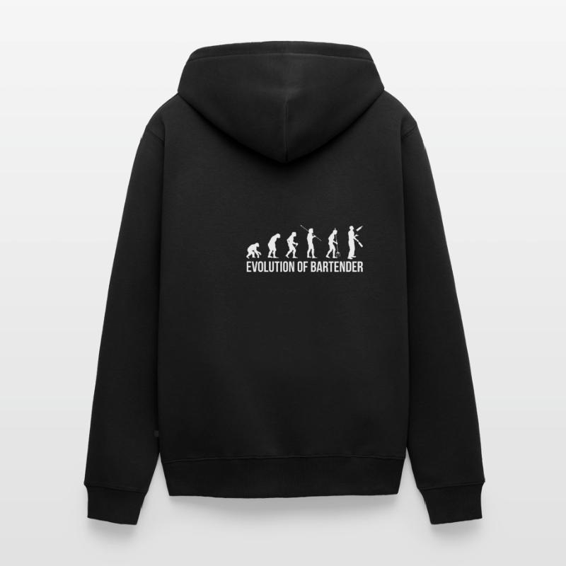 Evolution Bartender Barkeeper Shirt Geschenk Unisex Premium Bio Zip Hoodie