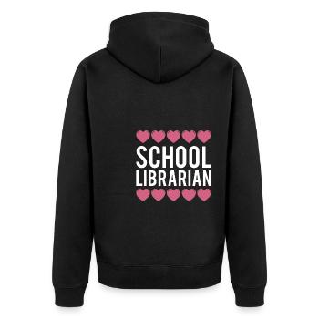 School Librarian Geschenk Schule - Unisex Premium Bio Zip Hoodie - Schwarz - Hinten - Nico (187cm)