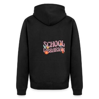 School Librarian Geschenk Schule - Unisex Premium Bio Zip Hoodie - Schwarz - Hinten - Nico (187cm)