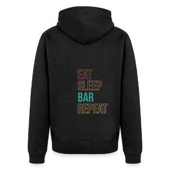 Eat Sleep Bar Repeat Shirt Bartender Barkeeper - Unisex Premium Organic Zip Hoodie - black - Back - Nico (187cm)
