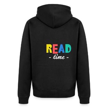 Read Time Shirt Gift - Unisex Premium Organic Zip Hoodie - black - Back - Nico (187cm)