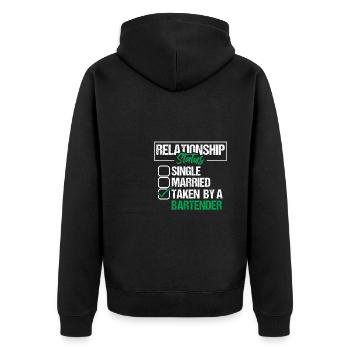 Bartender Beziehungsstatus Shirt - Unisex Premium Bio Zip Hoodie - Schwarz - Hinten - Nico (187cm)