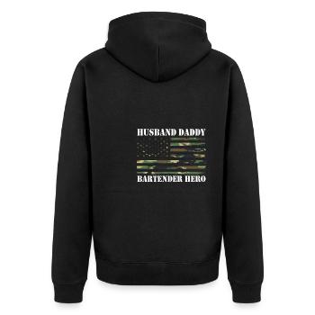 Husband Daddy Bartender Hero USA America Flag - Unisex Premium Organic Zip Hoodie - black - Back - Nico (187cm)