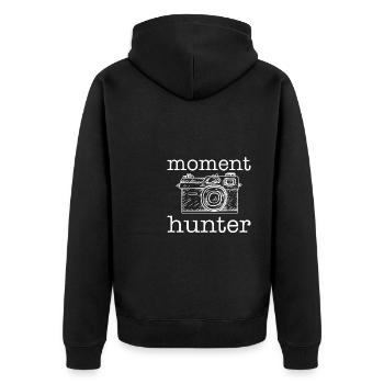 Moment Hunter Shirt Photographer - Unisex Premium Organic Zip Hoodie - black - Back - Nico (187cm)