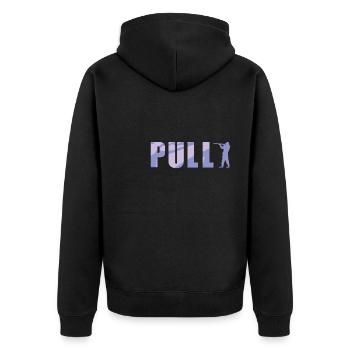 Pull Clay Pigeon Shooting Shirt Gift - Unisex Premium Organic Zip Hoodie - black - Back - Nico (187cm)