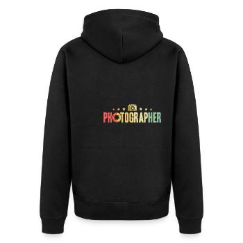 Cadeau de chemise de photographe rétro vintage - Veste à capuche bio Premium Unisexe - noir - Dos - Nico (187cm)
