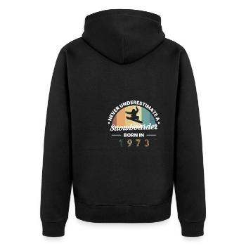 Ne jamais sous-estimer un snowboarder en 1973 - Veste à capuche bio Premium Unisexe - noir - Dos - Nico (187cm)