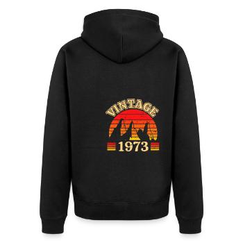 Vintage 1973 50th Birthday Shirt Mountaineer Mountain - Unisex Premium Organic Zip Hoodie - black - Back - Nico (187cm)