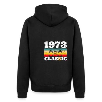 1973 Vintage Retro Radio Classic - Unisex Premium Bio Zip Hoodie - Schwarz - Hinten - Nico (187cm)
