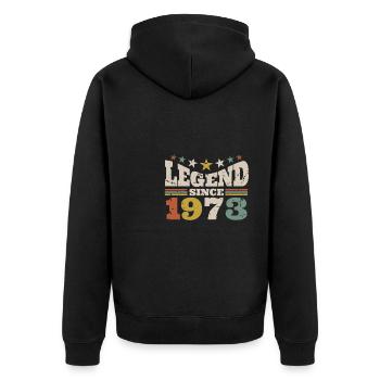 Légende depuis 1973 Chemise Cadeau 50e anniversaire - Veste à capuche bio Premium Unisexe - noir - Dos - Nico (187cm)
