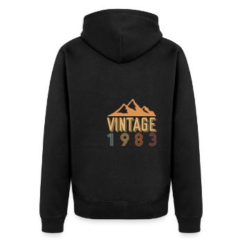 Vintage Rétro 1983 Bergsteiger Wanderer - Veste à capuche bio Premium Unisexe - noir - Dos - Nico (187cm)