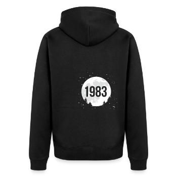 40th Birthday Moon 1983 Cadeau de chemise - Veste à capuche bio Premium Unisexe - noir - Dos - Nico (187cm)