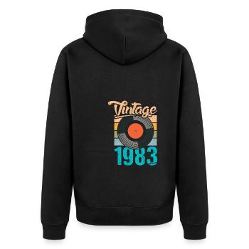 Disque vinyle vintage 1983 40e anniversaire - Veste à capuche bio Premium Unisexe - noir - Dos - Nico (187cm)
