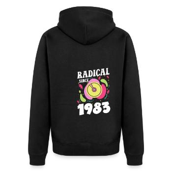 Radical Since 1983 Shirt Gift - Unisex Premium Organic Zip Hoodie - black - Back - Nico (187cm)