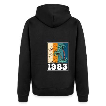 Vintage 40. Geburtstag Palmen Strand Urlaub - Unisex Premium Bio Zip Hoodie - Schwarz - Hinten - Nico (187cm)
