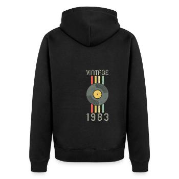 Disque vinyle vintage 40e anniversaire - Veste à capuche bio Premium Unisexe - noir - Dos - Nico (187cm)