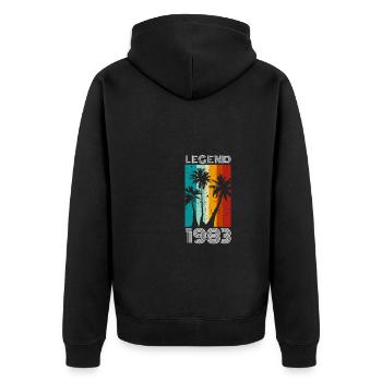 Legend Palm Beach 1983 Chemise du 40e anniversaire - Veste à capuche bio Premium Unisexe - noir - Dos - Nico (187cm)