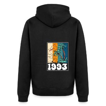 Cadeau de chemise Vintage Retro 1993 - Veste à capuche bio Premium Unisexe - noir - Dos - Nico (187cm)
