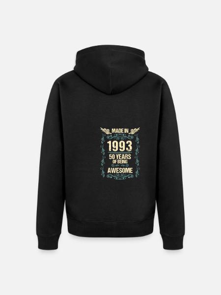 30th Birthday 1993 Shirt Gift - Unisex Premium Organic Zip Hoodie - black