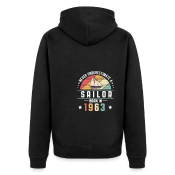 Never Understimate A Sailor Born In 1963 - Unisex Premium Organic Zip Hoodie - black - Back - Nico (187cm)