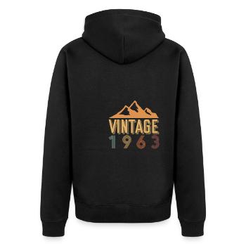 Vintage 1963 60th Birthday Shirt Gift - Veste à capuche bio Premium Unisexe - noir - Dos - Nico (187cm)