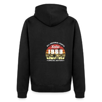 Vintage Retro 1963 60th Birthday Shirt Cadeau - Veste à capuche bio Premium Unisexe - noir - Dos - Nico (187cm)