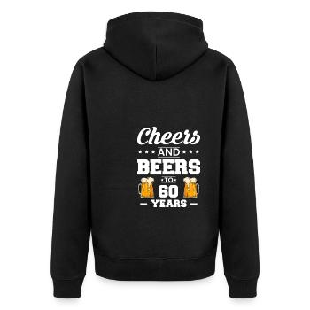 Cheers And Beers To 60 Years Shirt - Unisex Premium Bio Zip Hoodie - Schwarz - Hinten - Nico (187cm)