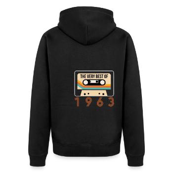 Cassette 1963 60th Birthday Shirt Gift - Veste à capuche bio Premium Unisexe - noir - Dos - Nico (187cm)