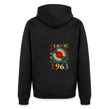 Classic Record 1963 60th Birthday Shirt - Veste à capuche bio Premium Unisexe - noir - Dos - Nico (187cm)