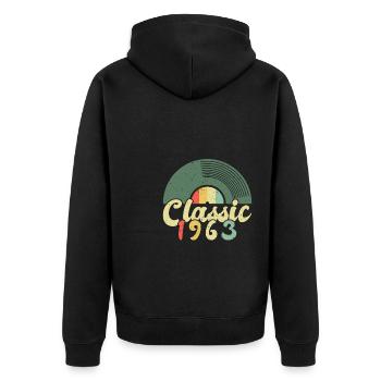 Classic Record 1963 60th Birthday Gift - Unisex Premium Organic Zip Hoodie - black - Back - Nico (187cm)